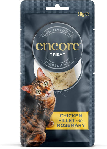 Encore 100% Natural Cat Treats, Chicken Fillet With Rosemary Loin Cat Snack, 12X 30G PouchEnc9518-1En