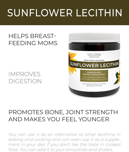 Velona Pure Liquid Sunflower Lecithin 64 Oz | Food Grade | Unbleached | Emulsifier, Stabilizer, Softener, Smoother, Wetting Agent | Use Today - Enjoy Results