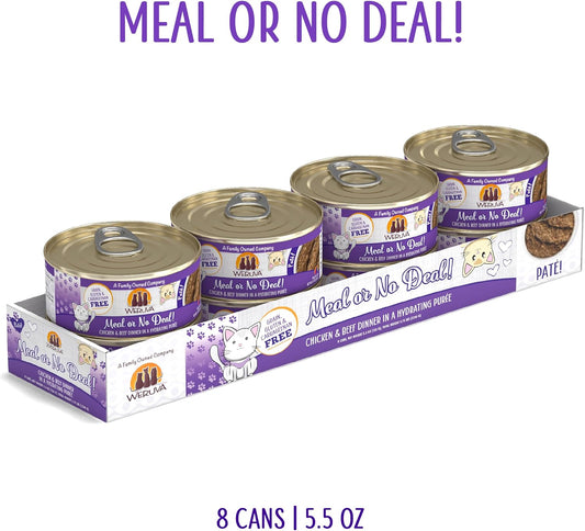 Weruva Wet Cat Food, Meal Or No Deal With Chicken And Beef Pate, 5.5Oz Can, Pack Of 8