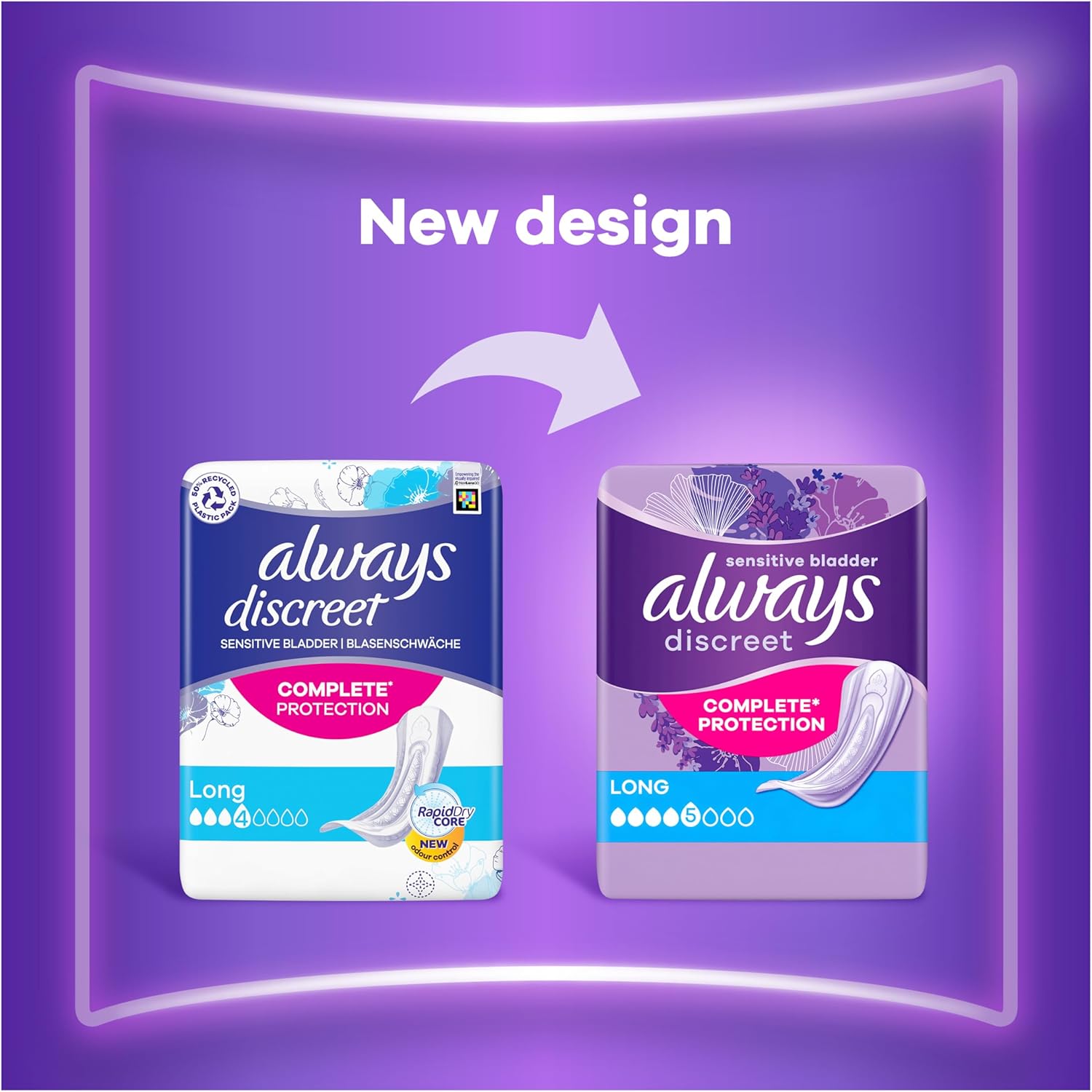 Always Discreet Incontinence Pads Long, 80 Pads (4 x 20 Pieces) Monthly Pack, Discreet Protection & High Absorbency, Odour-Neutralising (Packaging May Vary) : Amazon.co.uk: Health & Personal Care