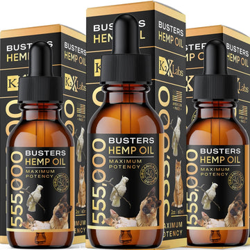 3Pack-6Month Supply, Buster'S Organic Hemp Oil For Dogs And Pets, 555,000 Max Potency, Large 60Ml Bottle - Miracle Formula, Perfectly Balanced Omegas 3, 6, 9 - Joint Support, Calming