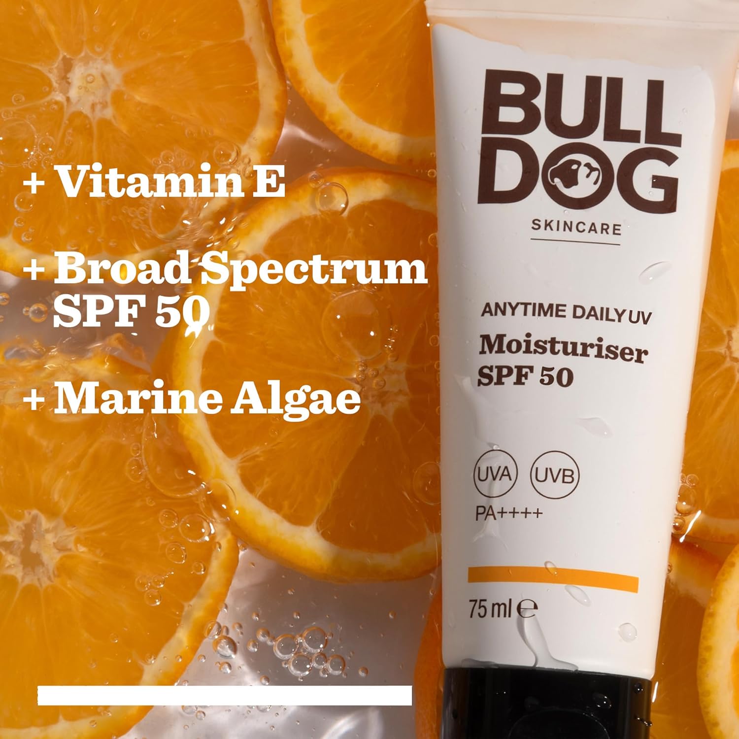 BULLDOG SKINCARE Anytime Daily UV Moisturiser SPF 50 For Men 75 ml, Sunflower Seed Extract, Protects & Hydrates Skin, Suitable For All Skins : Amazon.co.uk: Beauty