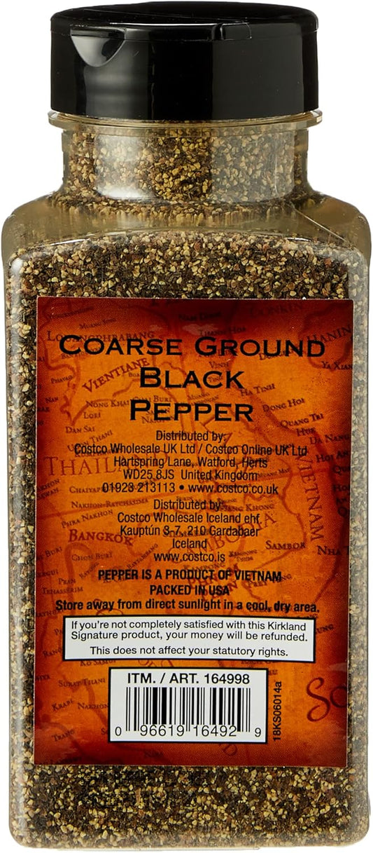 Kirkland Signature Spice Seasoning Dressing Coarse Ground Black Pepper Jar, 359 G