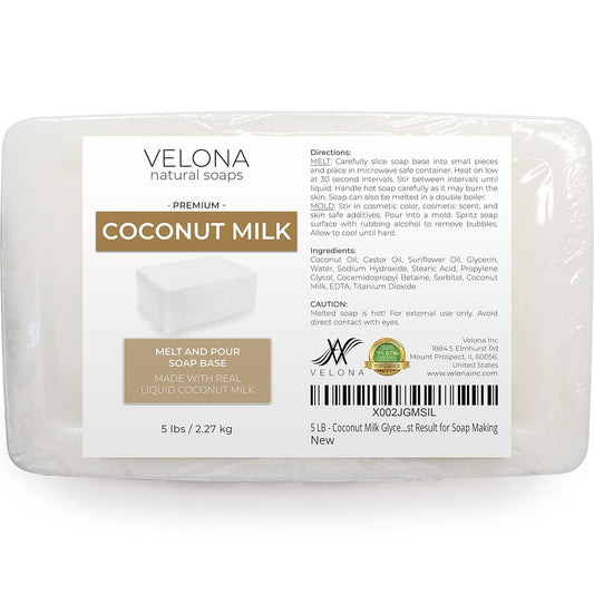 Velona 5 Lb - Coconut Milk Glycerin Soap Base Sls/Sles Free | Melt And Pour | Natural Bar For The Best Result For Soap Making