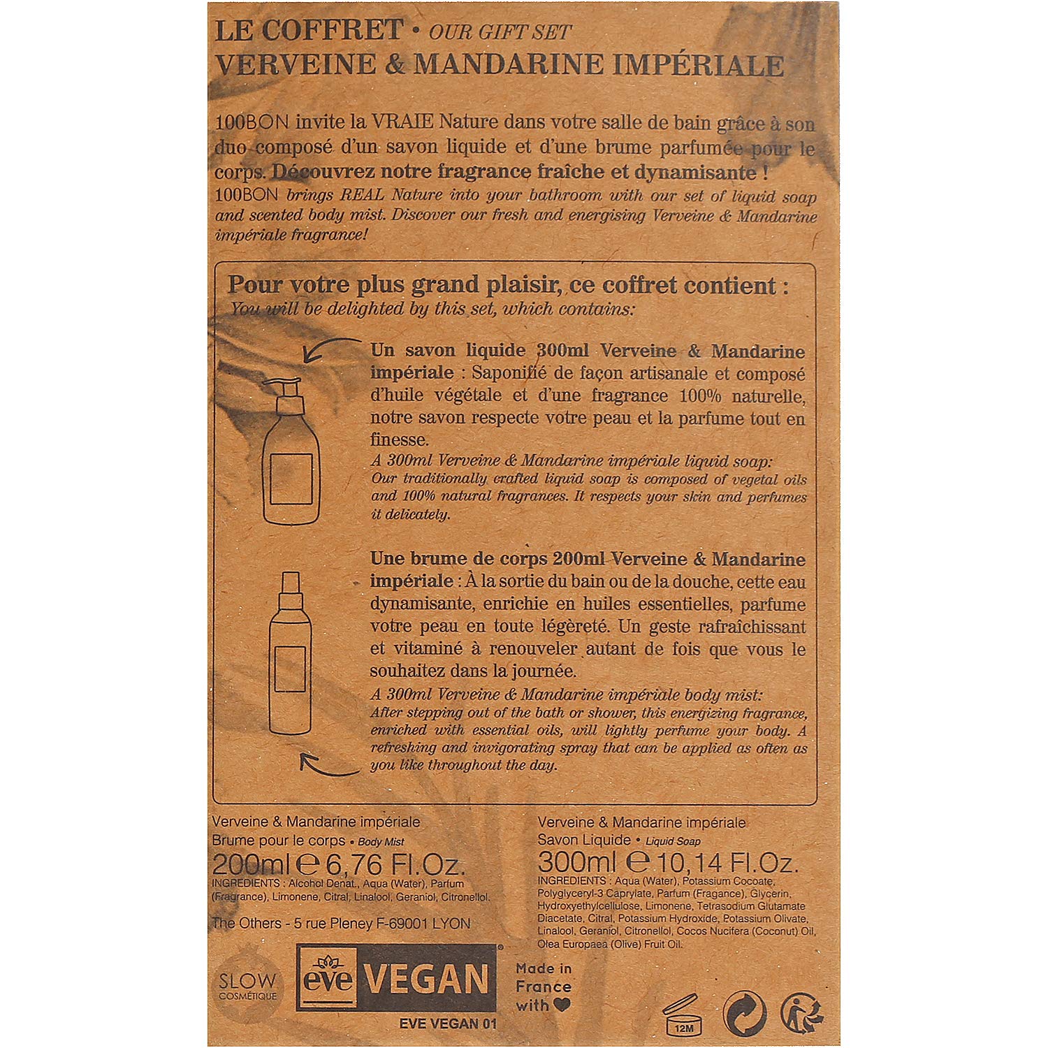100 Bon 100Bon Verveine & Mandarine Bath Set Liquid Soap 10Oz + Body Mist 6.7 Oz, 10 Fluid_Ounces : Beauty & Personal Care