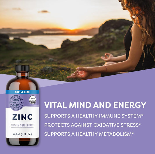 Vimergy Liquid Zinc Refill โ Fast-Absorbing Immune Support* โ Promotes Healthy Bones & Skin โ Usda Certified Organic, Vegan, Non-Gmo โ 240 Servings (240 Ml)