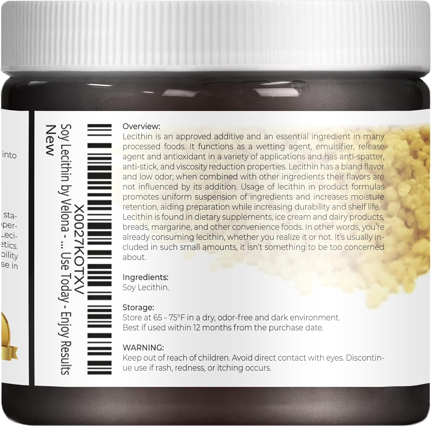 velona Pure Liquid Soy Lecithin 16 oz | Food Grade | Unbleached| Emulsifier, Stabilizer, Softener, Smoother, Wetting Agent | Use Today - Enjoy Results : Health & Household