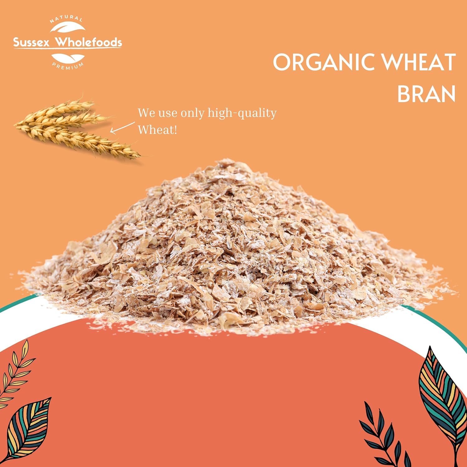 Sussex Wholefoods Organic Wheat Bran 500G: Nutrient-Rich, High Fibre Superfood