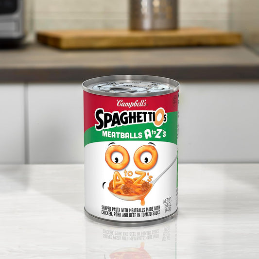Spaghettios A To Z'S Canned Pasta With Meatballs, 15.6 Oz Can