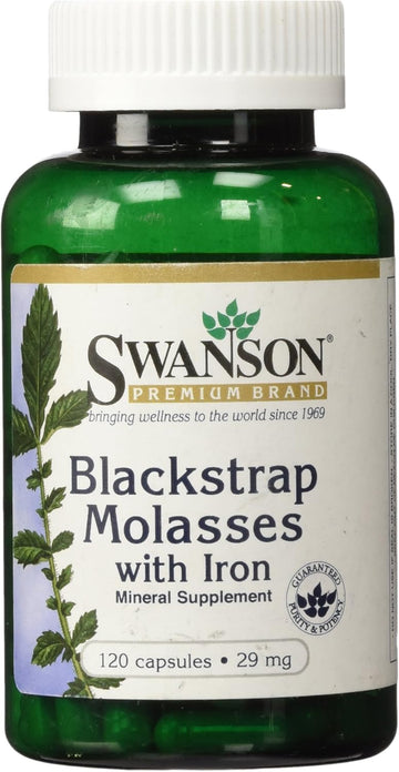 Swanson Blackstrap Molasses - Natural Iron Supplement Promoting Healthy Skin - Premium Wellness Formula - (120 Capsules, 29Mg Each)