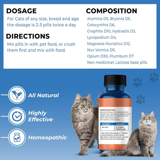 Bestlife4Pets - Cats Constipation Relief And Stool Softeners - Natural Health Supplements To Help Digestion, Gas Relief And Constipation - Allergy Laxatives For Cats- Pills