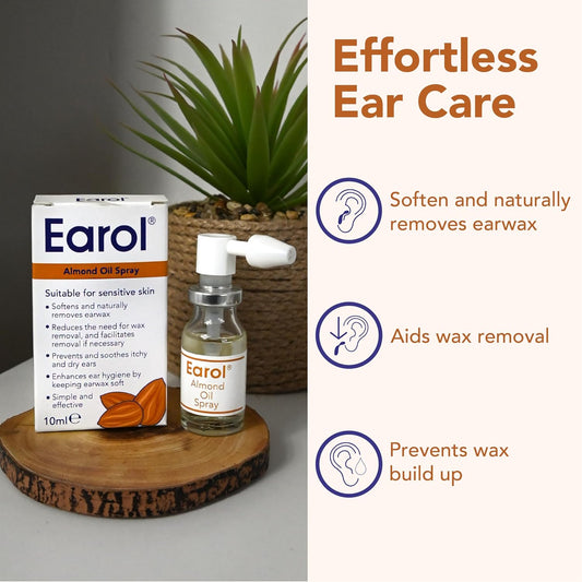 Earol Almond Oil Ear Spray, Clinically Proven For Ear Wax Removal, Safe For Sensitive Skin, Reduce Need For Syringing Or Microsuction, 1 Pack Of 10Ml Metered Dose Spray