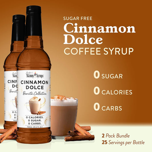 Jordan'S Skinny Syrups, Cinnamon Dolce Coffee Syrup, Sugar Free, Zero Calorie Drink Flavoring & Mixes, 25.4 Ounces (Pack Of 2)