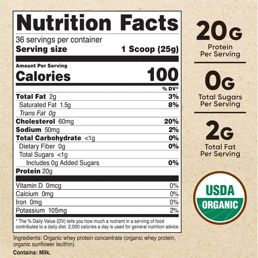 Nutricost Organic Whey Protein Powder (Unflavored) 2 Lb - Non-Gmounfla