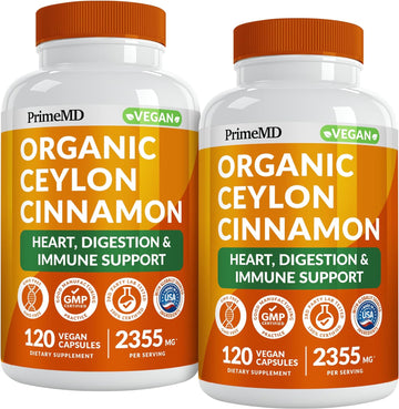 5-In-1 Ceylon Cinnamon Capsules 2355Mg With Apple Cider Vinegar, Turmeric And Panax Ginseng Capsules - Cinnamon Supplements With Bioperine (120 Count(Pack Of 2))