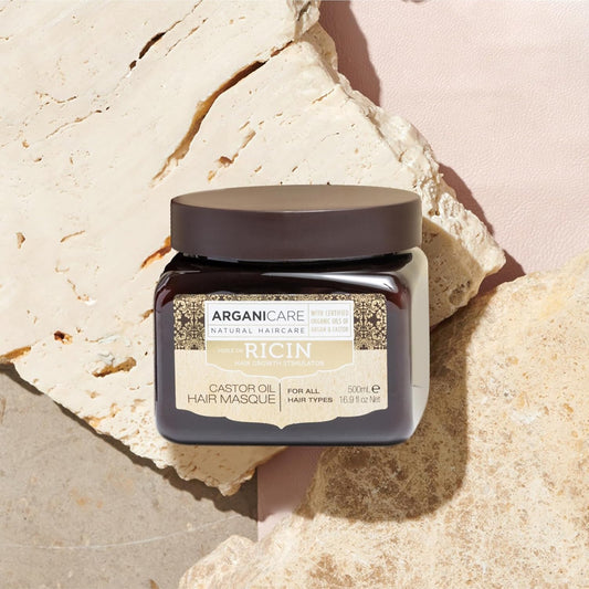 Arganicare | Ricin Range | Strengthening Mask 500 Ml + Shampoo 50 Ml | With Organic Castor Oil | Hair Care | Feed | Reinforce | Moisturises | All Hair Types