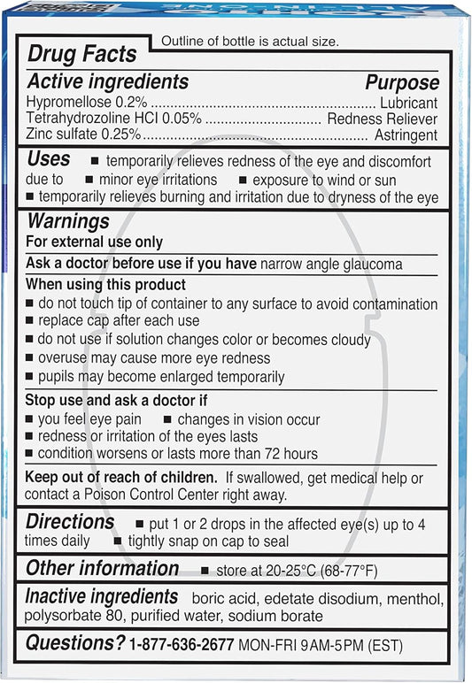 Rohto All-In-One Multi-Symptom Cooling Eye Drops, All-In-One Astringent, Lubricant & Redness Reliever Eye Drops For Irritated, Dry, Burning, Watery, Itchy, Red, Gritty Eyes, 0.4 Fl Oz Bottle