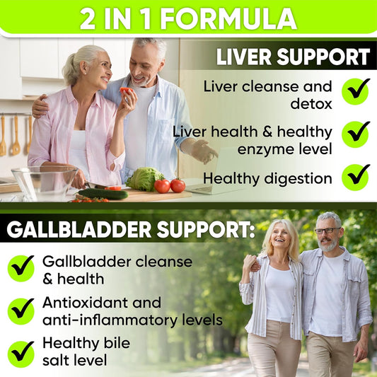 Liver Health Formula And Gallbladder Support-Liver Cleanse Detox & Repair To Support Liver Renew With Artichoke Extract, Milk Thistle, Dandelion Leaf. Liver Detox Supplements For Liver Support