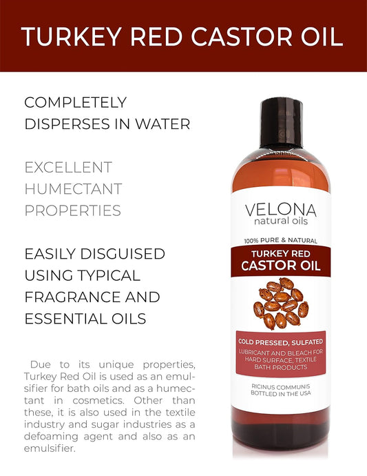 velona Castor Oil Turkey Red 32 oz | 100% Pure and Natural Carrier Oil | Cold Pressed | Hair, Body and Skin Care | Use Today - Enjoy Results