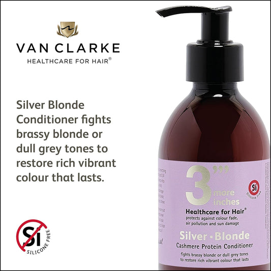 3'''More Inches Silver Blonde Conditioner - Colour Correcting Purple Conditioner For Blonde Hair - Cashmere Protein & Uv Hair Protector - Silicone & Sulphate Free - Hair Care By Michael Van Clarke