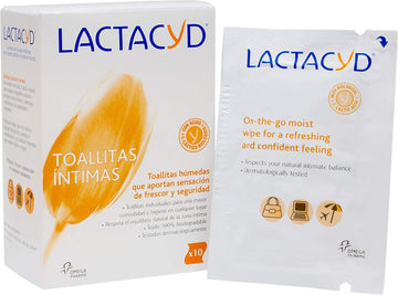 Lactacyd Wet Wipes Intimate Hygiene Provides Feeling Of Freshness And Security 100% Biodegradable With Natural Lactic Acid 10 Individual Wipes