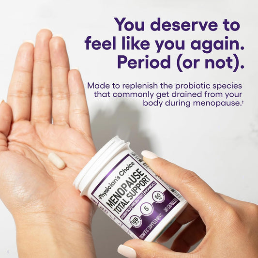 Physician'S Choice Menopause Probiotic Supplement For Women - Supports Hormone Balance, Hot Flashes, Night Sweats, Weight Management, Bloating & Gut Health - With Black Cohosh, Resveratrol+ - 30Ct