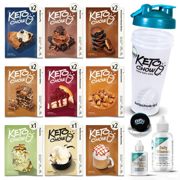Keto Chow Premium Kit | Keto Meal Replacement Shake Powder | Nutritionally Complete | Low Carb Shakes | Delicious Easy Meal Substitute | Protein Rich Keto Food You Choose The Fat | Single Meal Samples