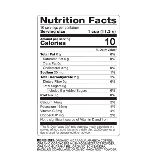 Bareorganics Energy Medium Roast Coffee, Organic, 10 K-Cup Pods, Superfoods & Probiotics Infused, Vegan, Gluten Free, 10 Single Serve Cups