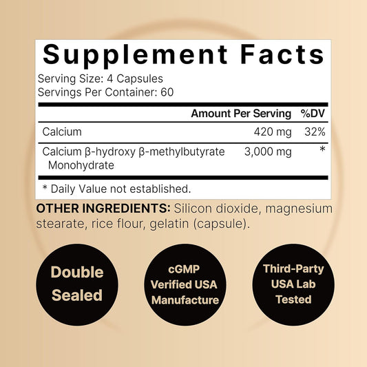 Naturebell Hmb 3,000*Mg Per Serving | 240* Capsules, 3X Triple Strength Hmb Beta-Hydroxy Beta-Methylbutyrate Supplement  Lean Muscle Mass & Recovery Support  Non-Gmo