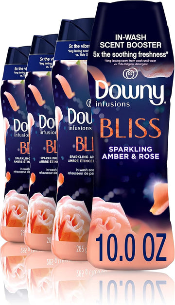 Downy Infusions Laundry Scent Booster Beads For Washer, Bliss, Sparkling Amber & Rose, 10 Oz (Pack Of 4)