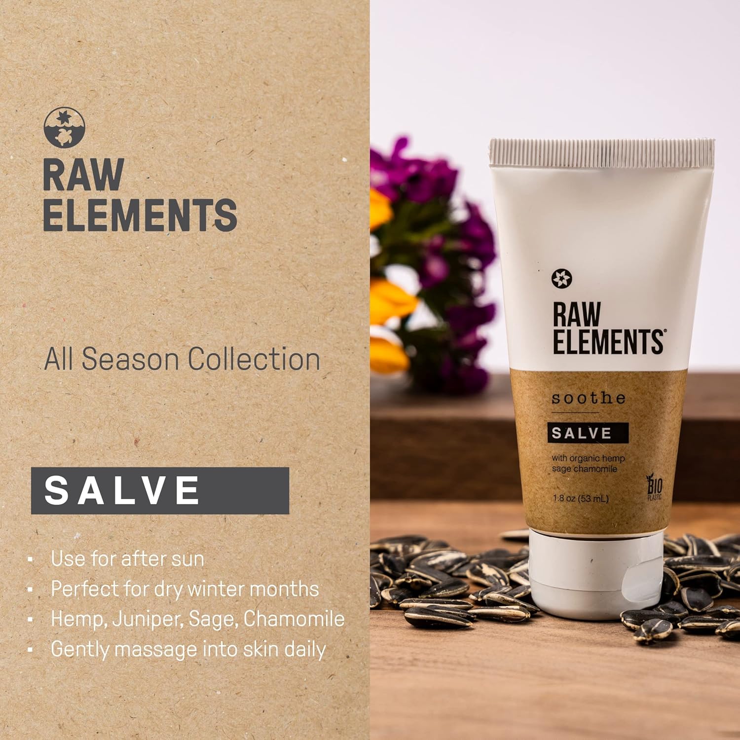 Raw Elements All Season Face + Body Skin Salve - Heal And Rejuvenate With Shea Butter, Hemp, And Chamomile In Bio-Resin Travel Size Body Lotion, 1.8 Oz : Beauty & Personal Care