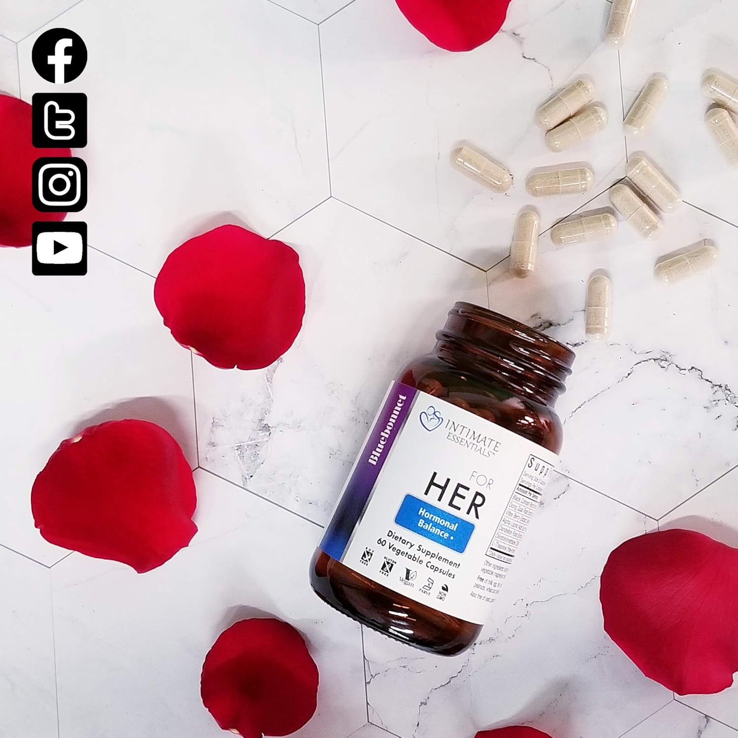 Bluebonnet Nutrition Intimate Essentials For Her Hormonal Balance, Soy-Free, Gluten-Free, Non-Gmo, Dairy-Free, Kosher Certified, Vegan, 90 Capsules, 45 Servings