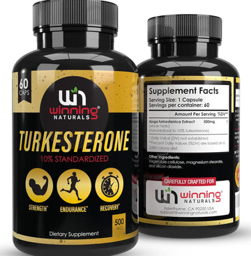 Turkesterone Supplement 500 Mg, Ajuga Turkestanica Extract Std. To 10% Turkesterone Max Strength- Similar To Ecdysterone; Natural Anabolic Agent; Supports Muscle Growth, Muscle/Exercise Recovery