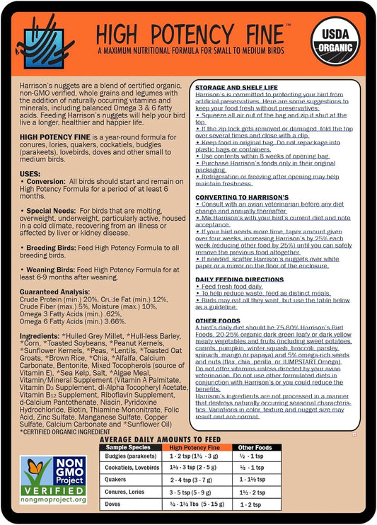 Harrisons High Potency Fine 5Lb - Complete Parrot Diet, Pack OfHpf5