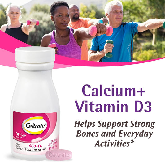Caltrate 600 Plus D3 Calcium And Vitamin D Supplement Tablets, Bone Health Supplements For Adults - 120 Count
