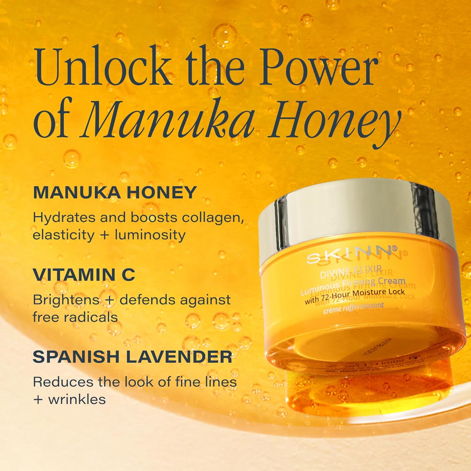 Skinn Luminous Firming Cream - Facial Skin Care Cream Improves Elasticity, Plumps And Lifts Sagging Skin-Maintains Hydration To Reduce Fine Lines,Strengthen Skin’S Barrier Function-Manuka Honey : Beauty & Personal Care