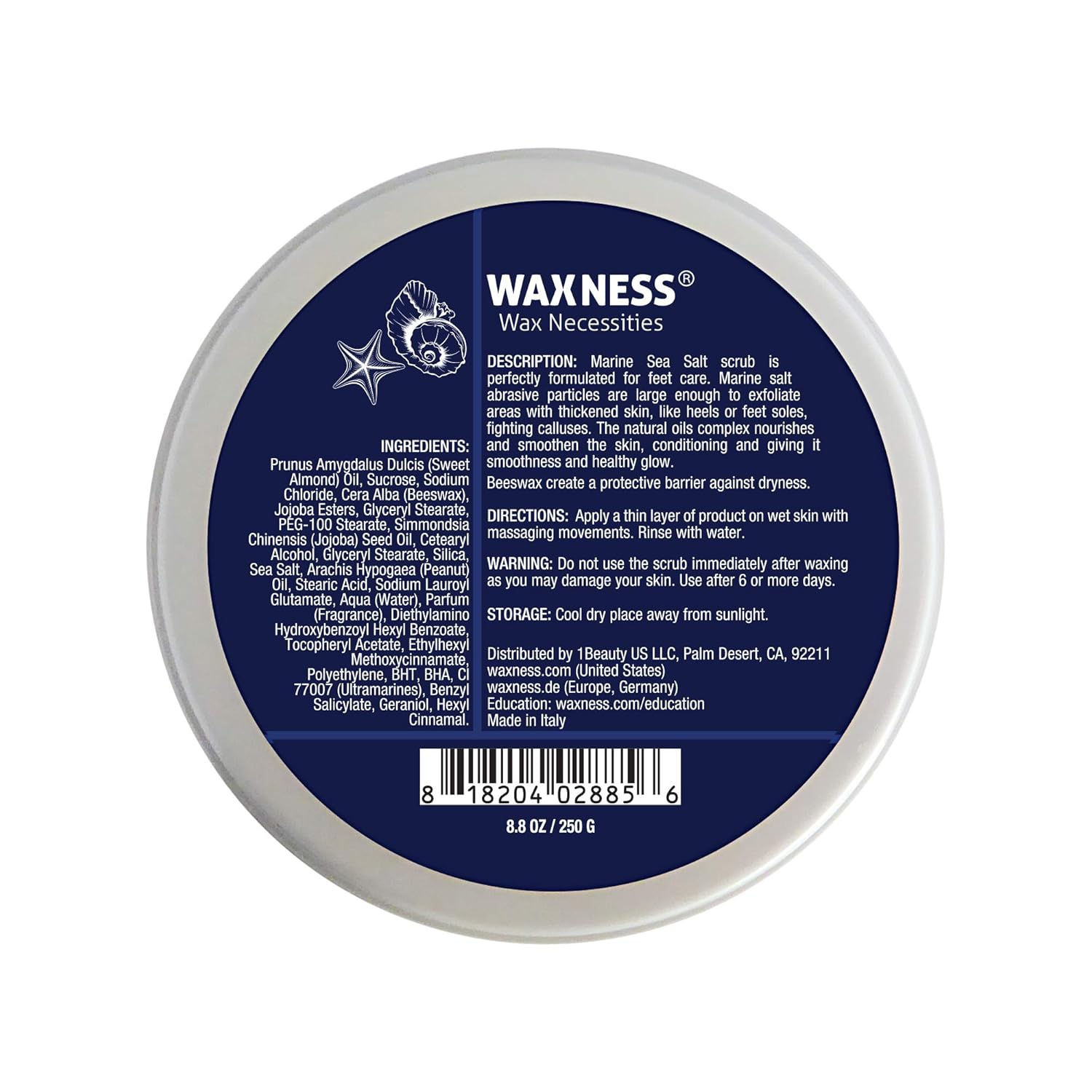 Waxness Sea Salt Scrub For Feet 8.8 Oz 250 G : Beauty & Personal Care