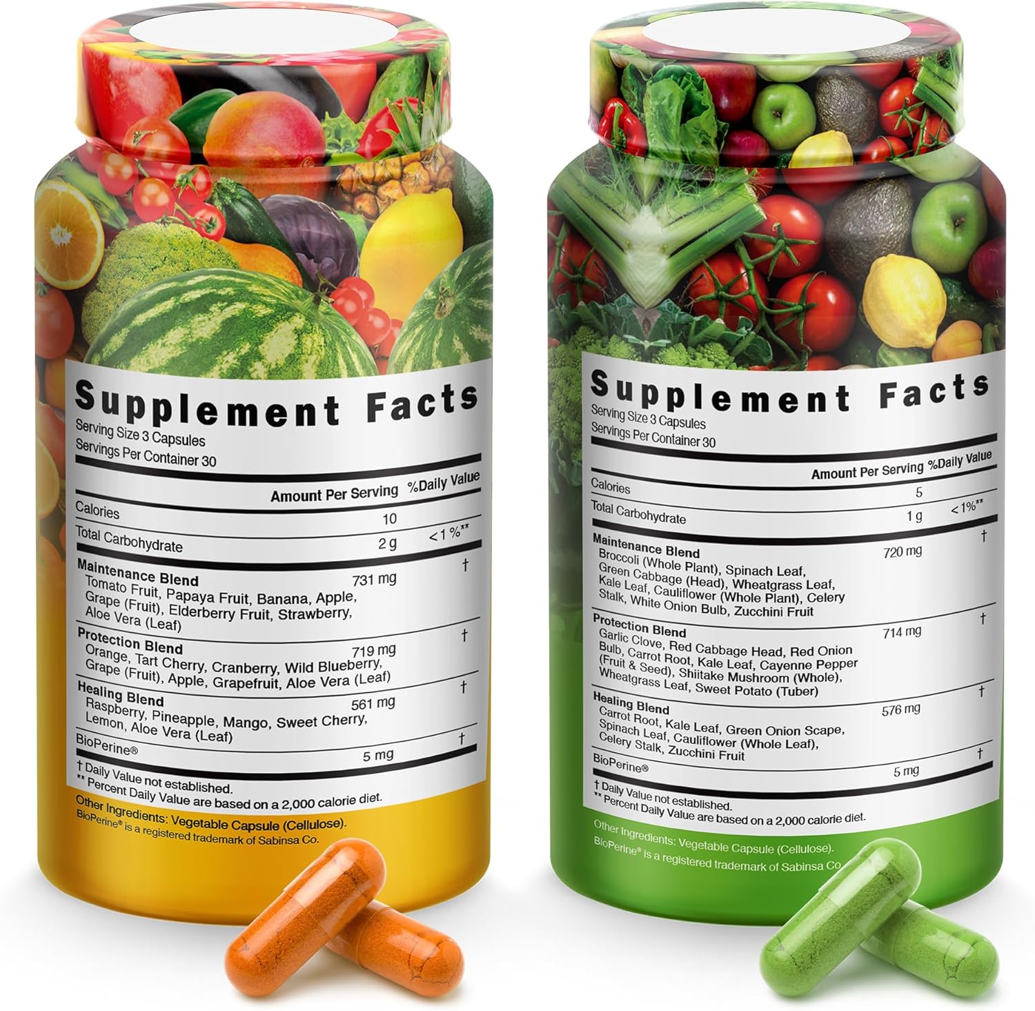 Fruits And Vegetables Supplements With Bioperine, Contains 38 Fruits & Vegetables Super Food Powder Supplements Formula For Overall Health & Nature Energy Boost For Adults Men & Women - Made In Usa : Health & Household