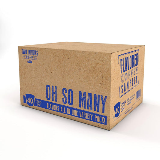 Two Rivers Coffee Flavored Coffee Pods Compatible With Keurig K Cup Brewers, Assorted Variety Pack Flavored Coffee, 40 Count