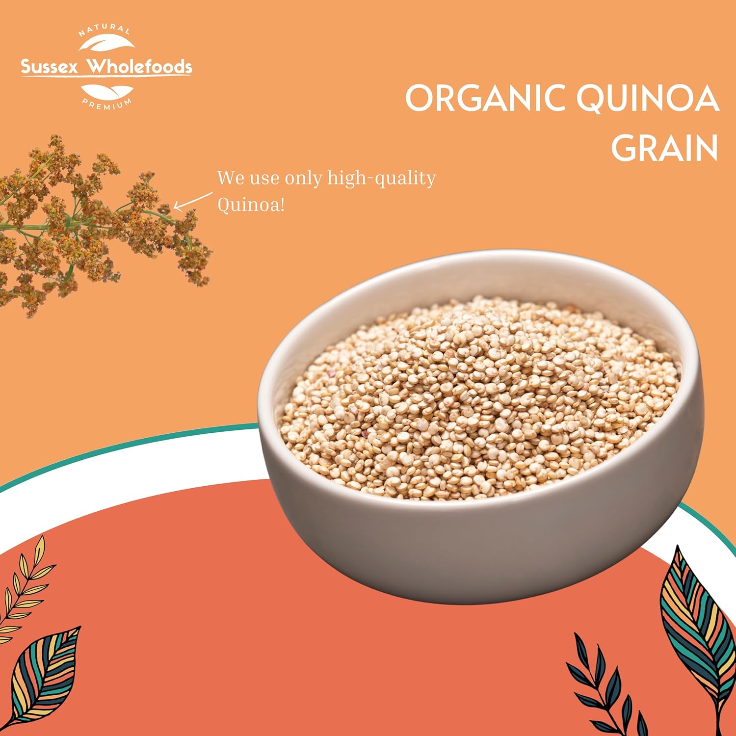 Sussex Wholefoods: Organic Quinoa Grain 1Kg - Nutritious, High-Protein Superfood