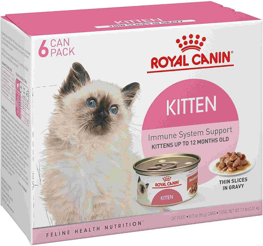 Royal Canin Feline Health Nutrition Kitten Thin Slices In Gravy Canned Cat Food, 3 Oz Can (6-Pack)