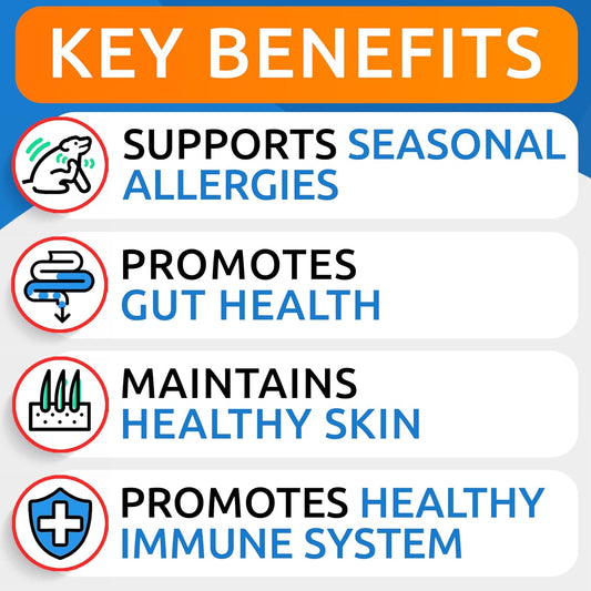 Advanced Dog Allergy + Salmon Oil Bundle - Itch Relief + Skin & Coat Support - Probiotics W/Fish Oil Omega 3 + Epa&Dha Fatty Acid - Skin Allergies + Skin&Coat Support - 120 Chews + 32Oz - Made In Usa