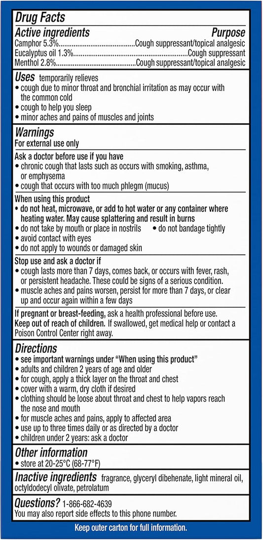 Delsym No Mess Vapor Roll-On Cough Suppressant & Topical Analgesic 1.76 Oz With Camphor, Eucalyptus Oil, Menthol, Adults & Kids, Maximum Strength