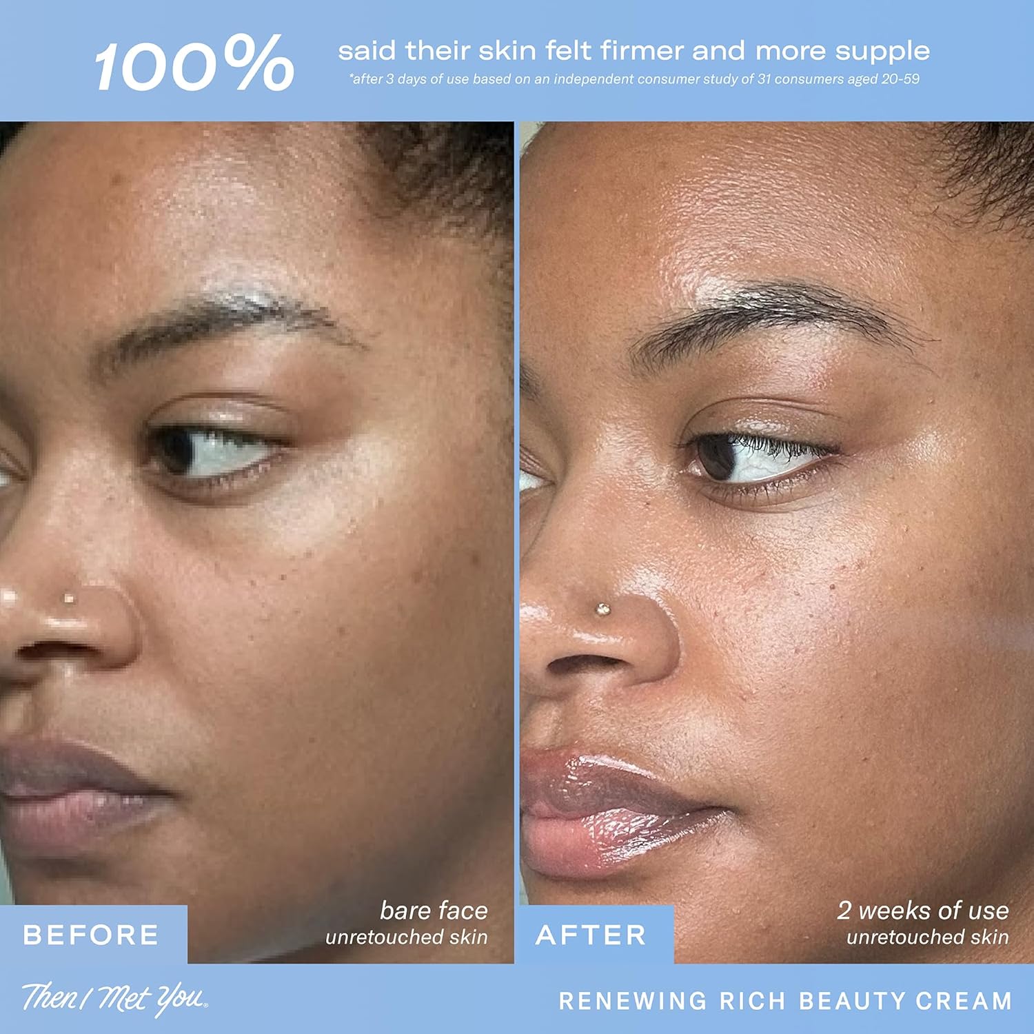 Then I Met You Renewing Rich Beauty Cream, Hydrating Face Moisturizer With Ginseng & Squalane, Vegan & Clean Skincare, 1.69 Oz : Beauty & Personal Care