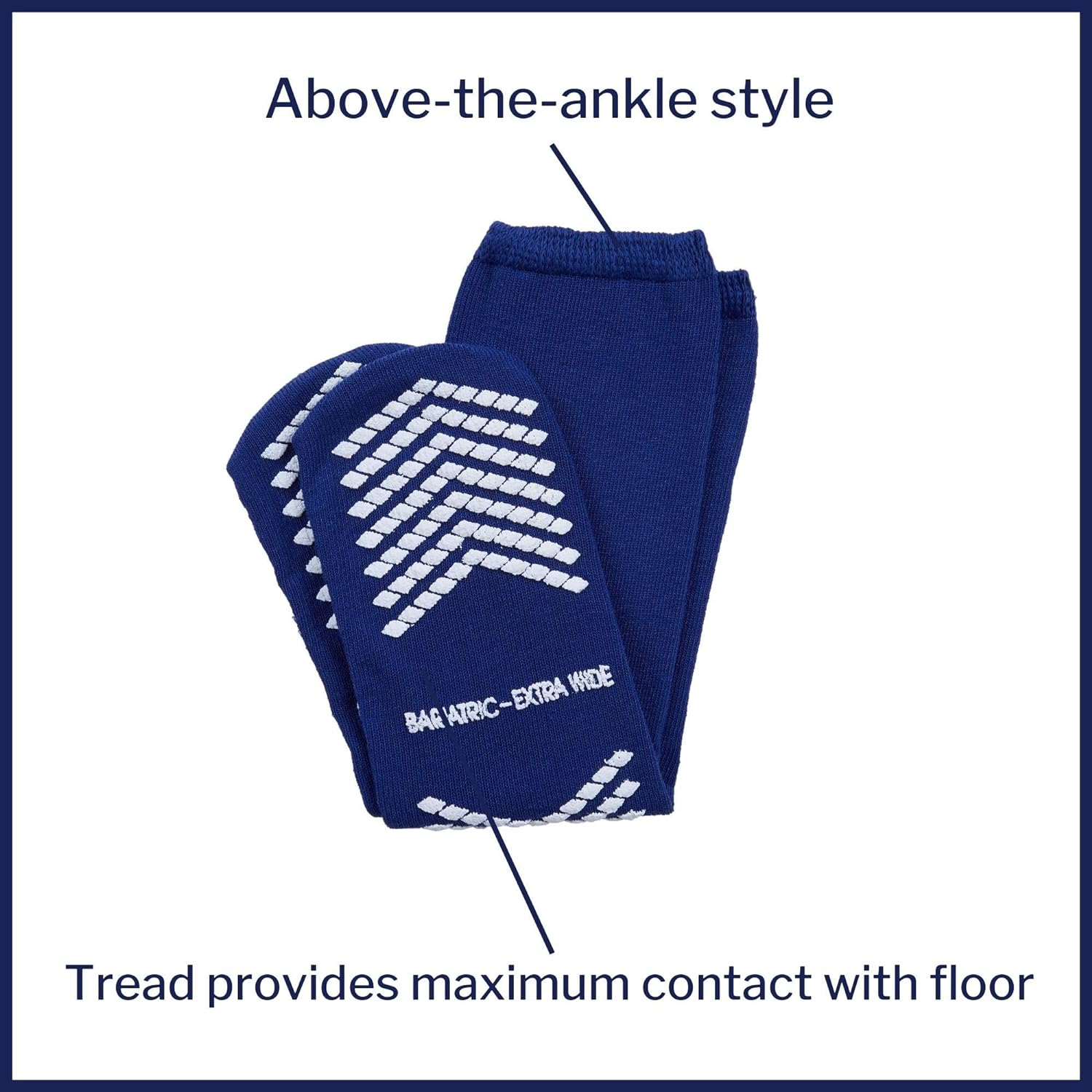 McKesson Slipper Socks, Non-Slip Grip Socks, Royal Blue, Bariatric, Adult Shoe 10.5 to 11.5, Extra Wide, 1 Pair