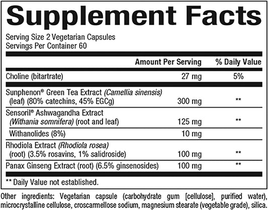 3 Brains By Natural Factors, Serene Mind, Adaptogenic Blend To Help Naturally Relieve Stress & Mental Fatigue, Daily Dietary Supplement, Vegetarian, 120 Capsules (60 Servings)