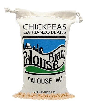 Chickpeas | Garbanzo Beans | 3 Lbs | Family Farmed In Washington State | Desiccant Free | Non-Gmo Project Verified | Kosher Parve | Usa Grown | Field Traced | Cotton Drawstring Bag