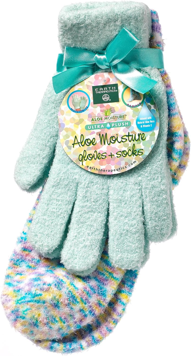 Earth Therapeutics Aloe Moisture Gloves & Socks Set - Confetti/Celedon : Beauty & Personal Care