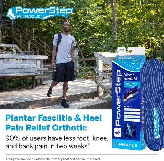 Powerstep Pinnacle Insoles - Orthotics For Plantar Fasciitis Relief – Made In Usa Orthotic Insoles For Arch Support With Moderate Pronation - #1 Podiatrist Recommended (M 11-11.5 W 13-13.5)