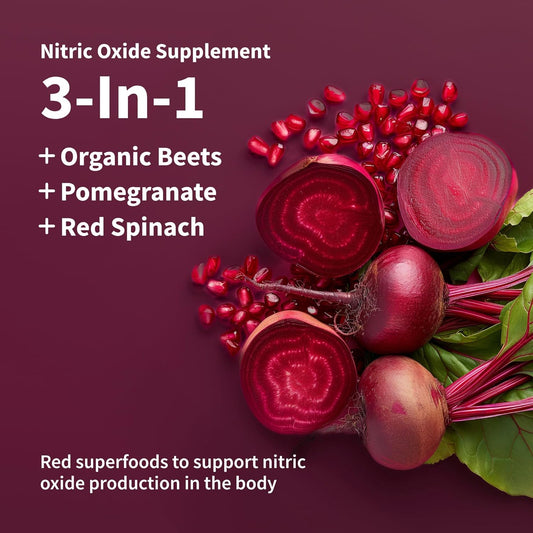 Snap Supplements Usda Organic Beet Root Powder, 3-In-1 Nitric Oxide Supplement, Support Healthy Blood Circulation, 250G (30 Servings, Apple)